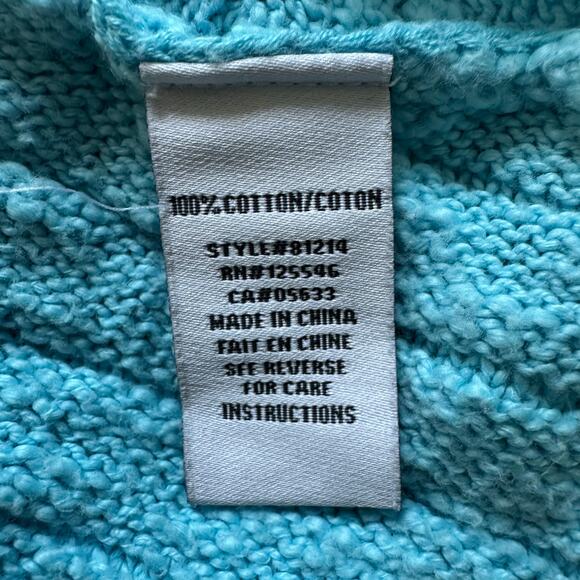 Habitat Sweater Womens Small Blue Textured Ribbed Lagenlook Pockets 100% Cotton - Picture 6 of 7